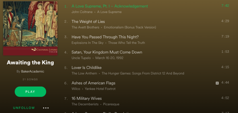 A Soundtrack for Hope: A Spotify Playlist for AWAITING THE KING